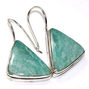 Amazonite Gemstone 925 Sterling Silver Handmade Drop Earrings